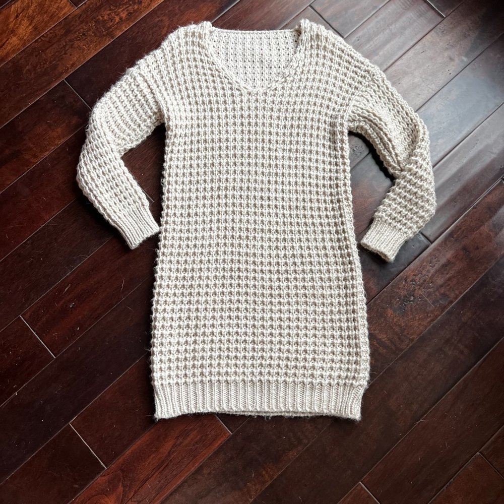 Alpaca lana wool Oversized Heavy Knitted Long Sweater Dress in Cream